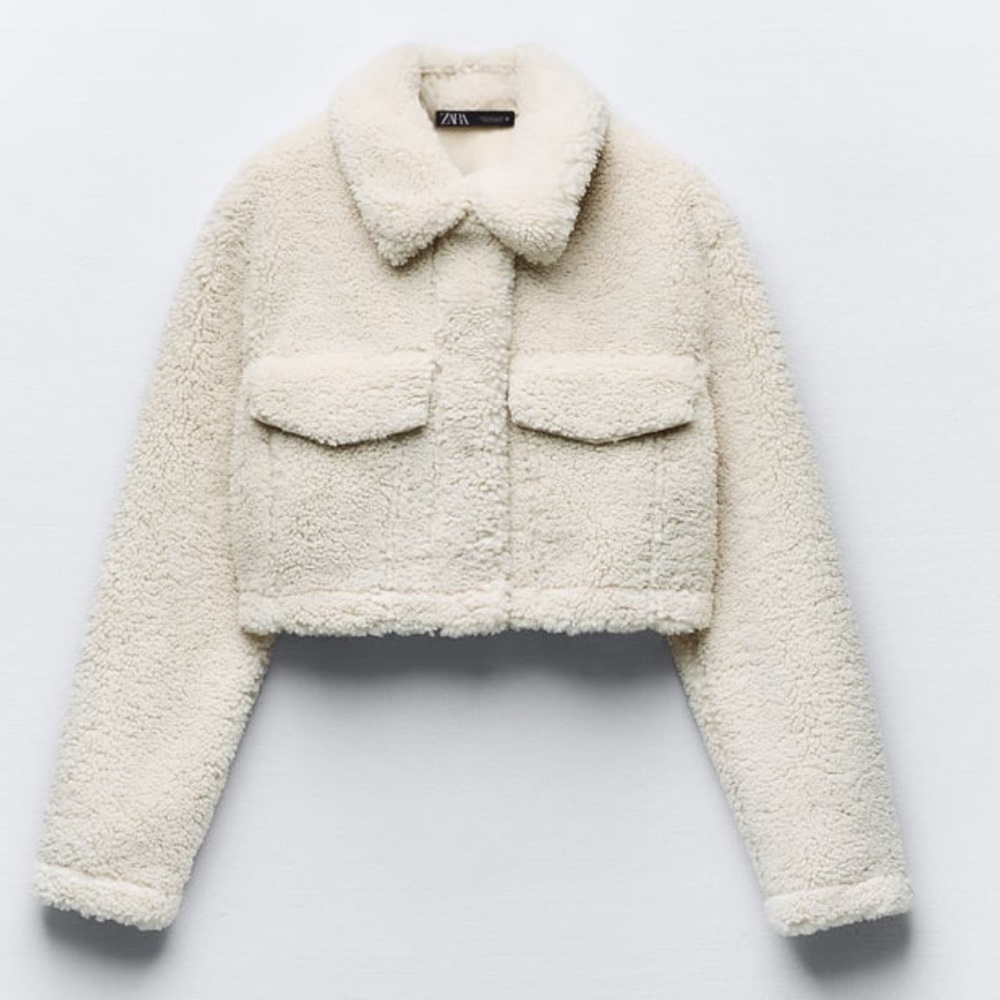 ZARA CROPPED FAUX SHEARLING JACKET